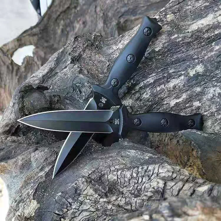 Tactical Fixed Knife Black Stainless Steel Blade ABS Handle with Kydex Sheath EDC Outdoor Knives Hunting Camping Pocket Tool