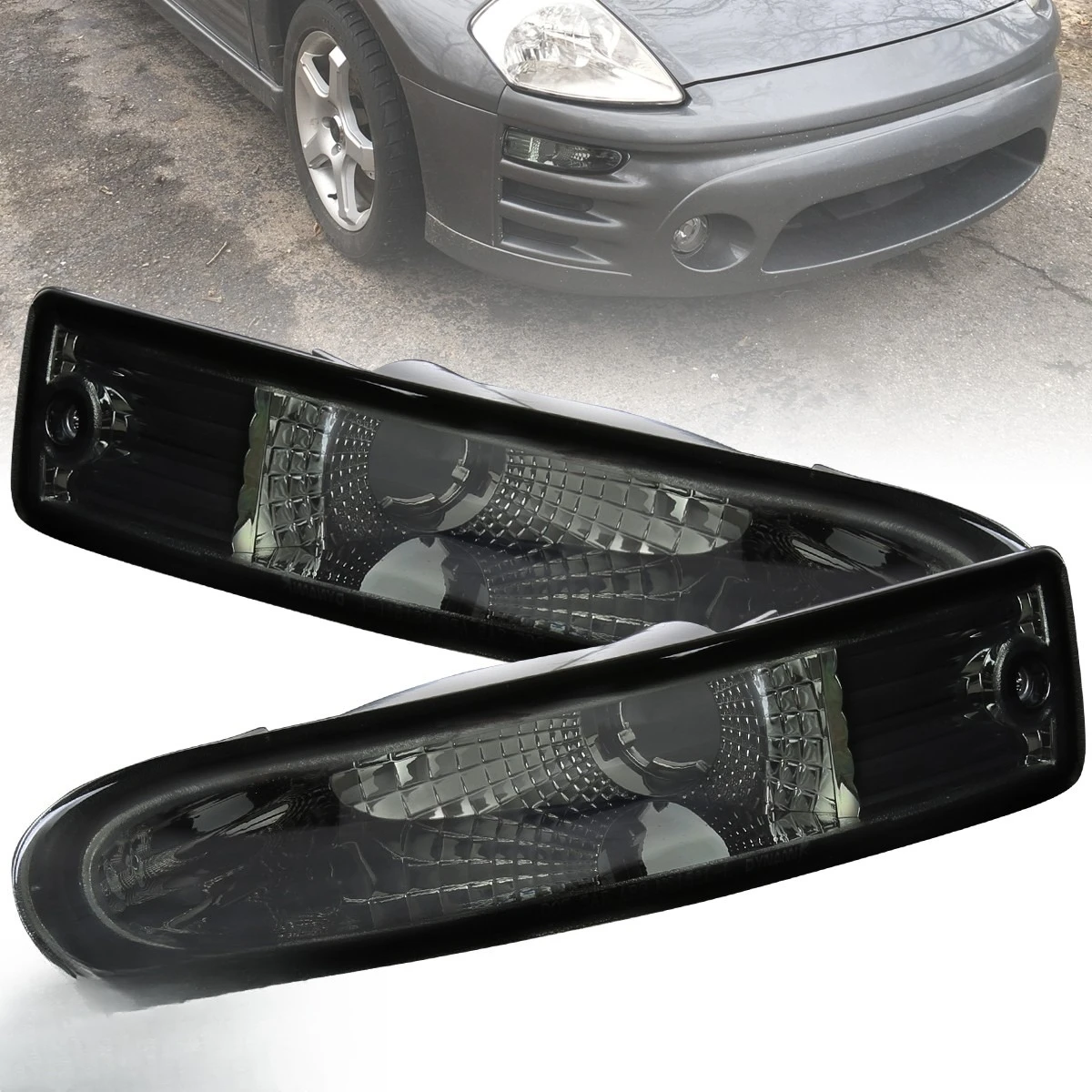 

Smoke Bumper Lights Fits 2000-2002 Mitsubishi Eclipse Front Turn Signal Lamps