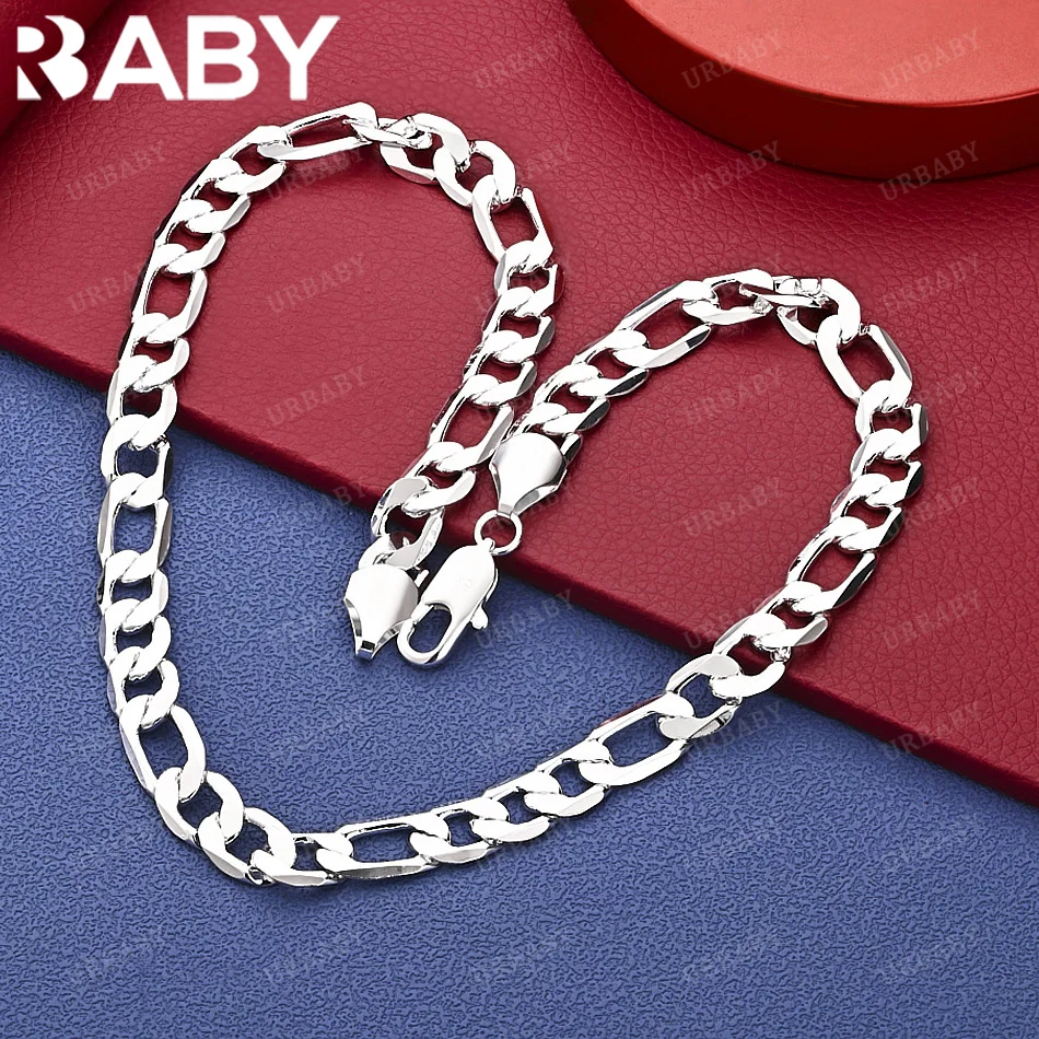 

URBABY 925 Sterling Silver 10mm 40-75cm Chain Necklace For Women Men Charm Trend Birthday Gifts Fashion Party Fine Jewelry