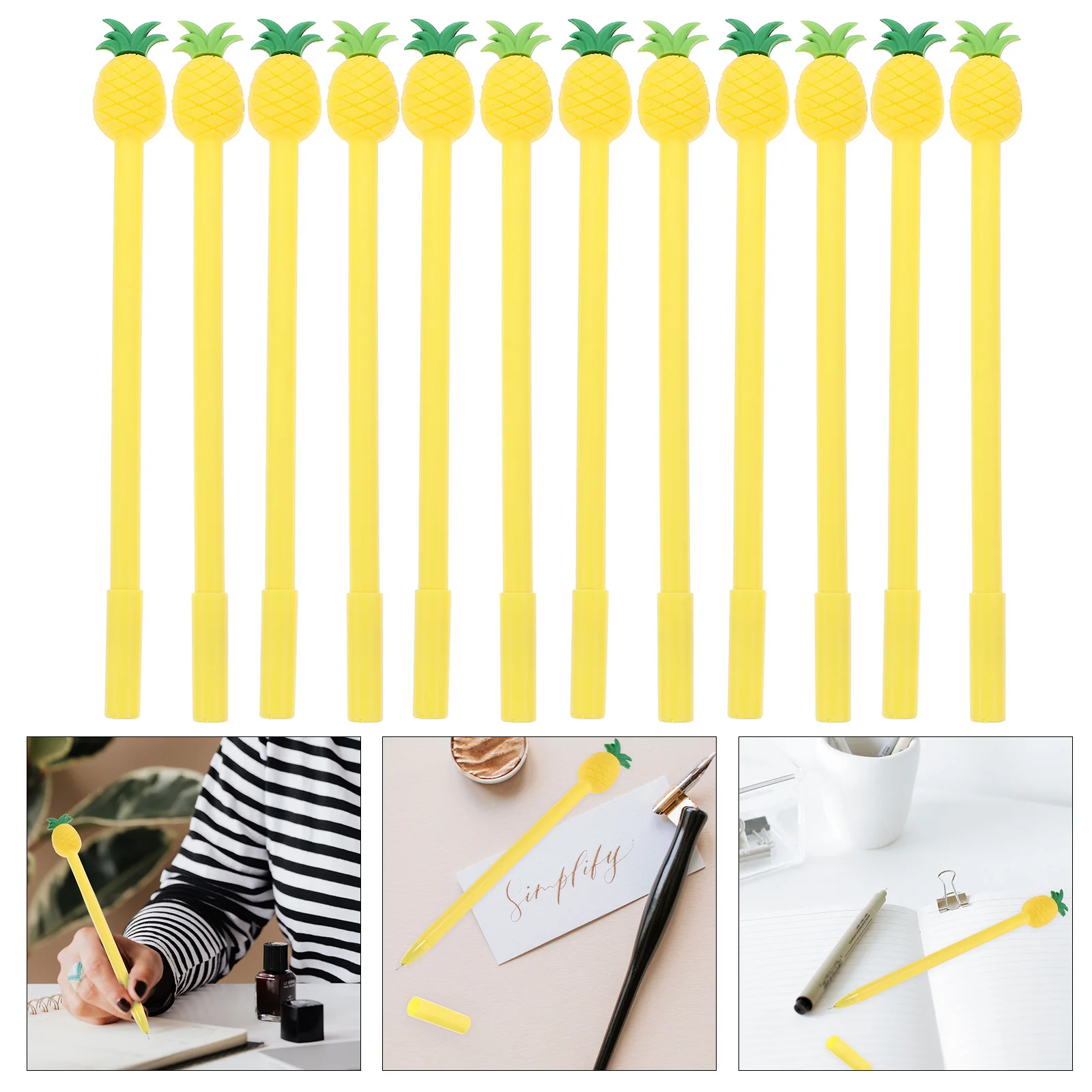 

12 Pcs Pineapple Pen Gel Pens Office Shaped Students Stationery School Supplies