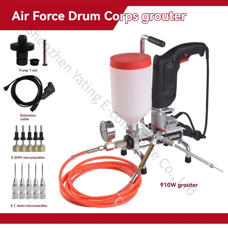 New 220V High Pressure Waterproof Grouting Machine 910W Injection Pump Epoxy/Polyurethane Foam Grouting Liquid Leakage Tool