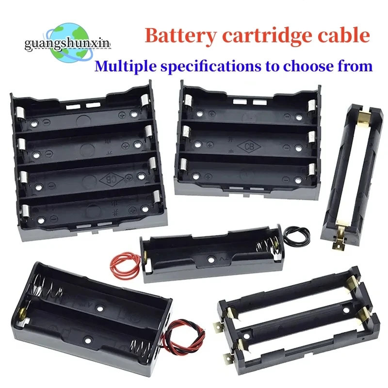 Plastic Standard Size AA/18650 Battery Holder Box Case Black With Wire Lead 3.7V/1.5V Clip