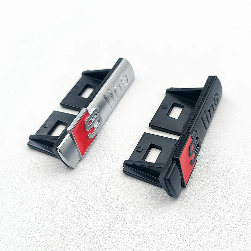 3d Metaal Chroom Zwart Sline Logo S Lijn Embleem Auto Voorgrill Badge Voor A3 A4 A5 A6 A7 A8 Rs Q2 Q5 Q3 Tt S Line Accessoires