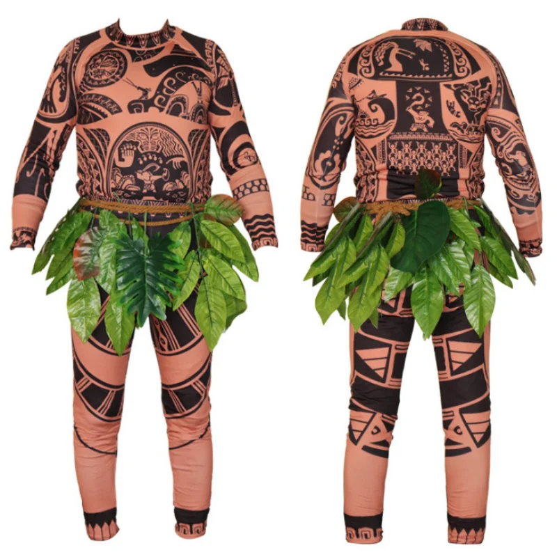 

Disney Moana 2 Halloween Maui Tattoo Boy Costume One-Piece Suits Cosplay Birthday Carnival Performance Fish Hook Knife Outfits