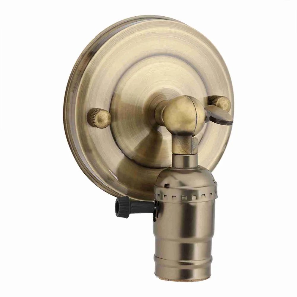 E26 E27 Socket Wall Lamp Holder Knob Switch With Switch Wall Light Fixture Aluminum Lamp Head Adjustable Angle Wall Light