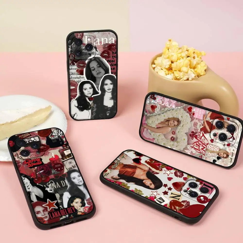 Casing HP L-Lana Del Rey Singer untuk iPhone 17 16 15 14 13 12 11 Pro Max Mini X XR XS Plus, Casing Hitam