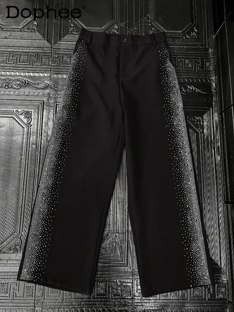 

Fashion Starry Sky Hot Diamond Pants Men's 2025 Autumn New Handsome Fashion Versatile Chic Pants Loose Comfort Wide-leg Trousers