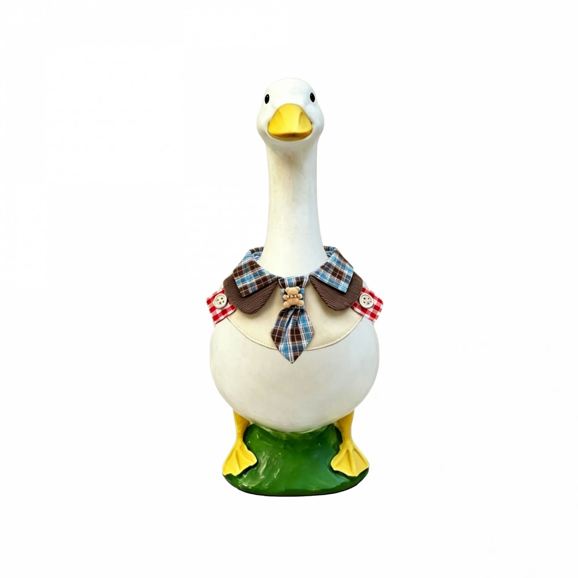 Porch Goose Outfit Cute Plaid Bear Decor Goose Statue Collar Bib for Party