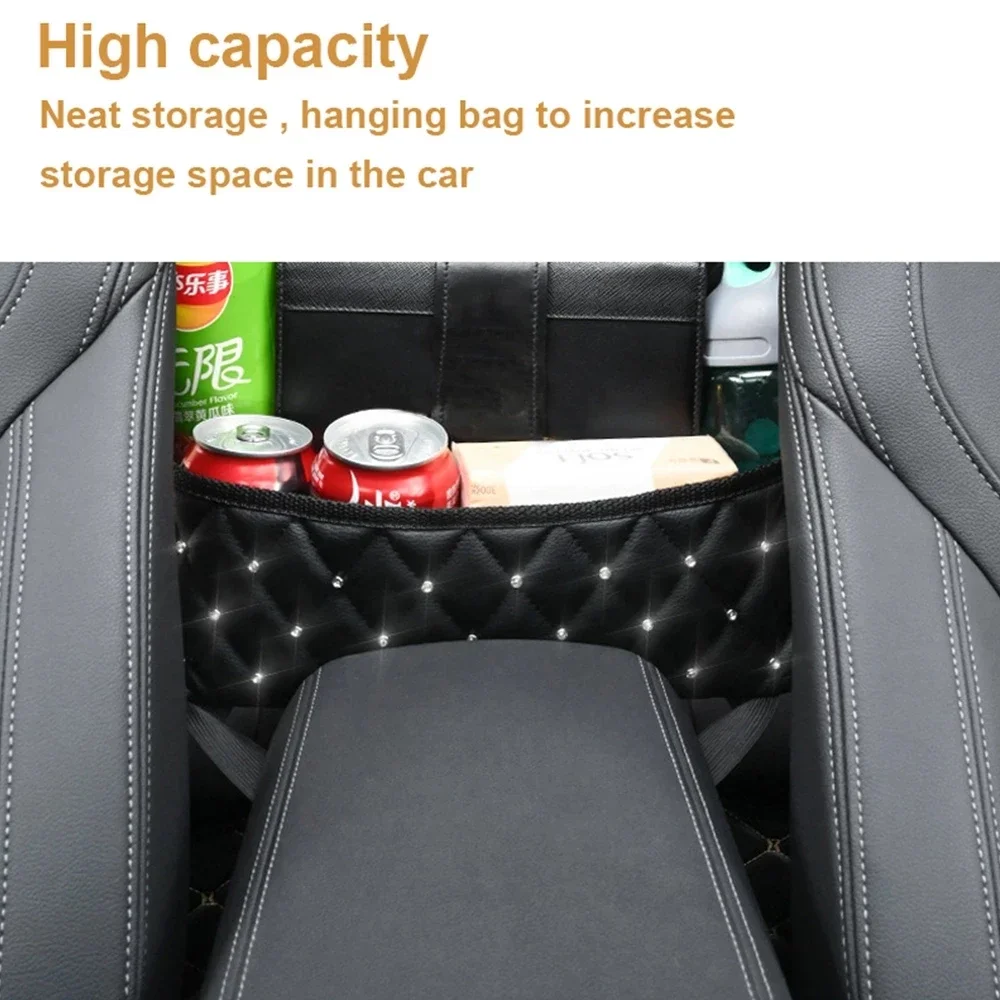 Car Handbag Holder Luxury Leather Seat Back Organizer Mesh Large Capacity Bag Automotive Goods Storage Pocket Seat Crevice Net