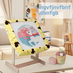 25*25cm Punch Needle Frame with Fleece Cover Gripper Strip Frame Tufting Frame with Needles Fabrics Holder Gripper Embroidery