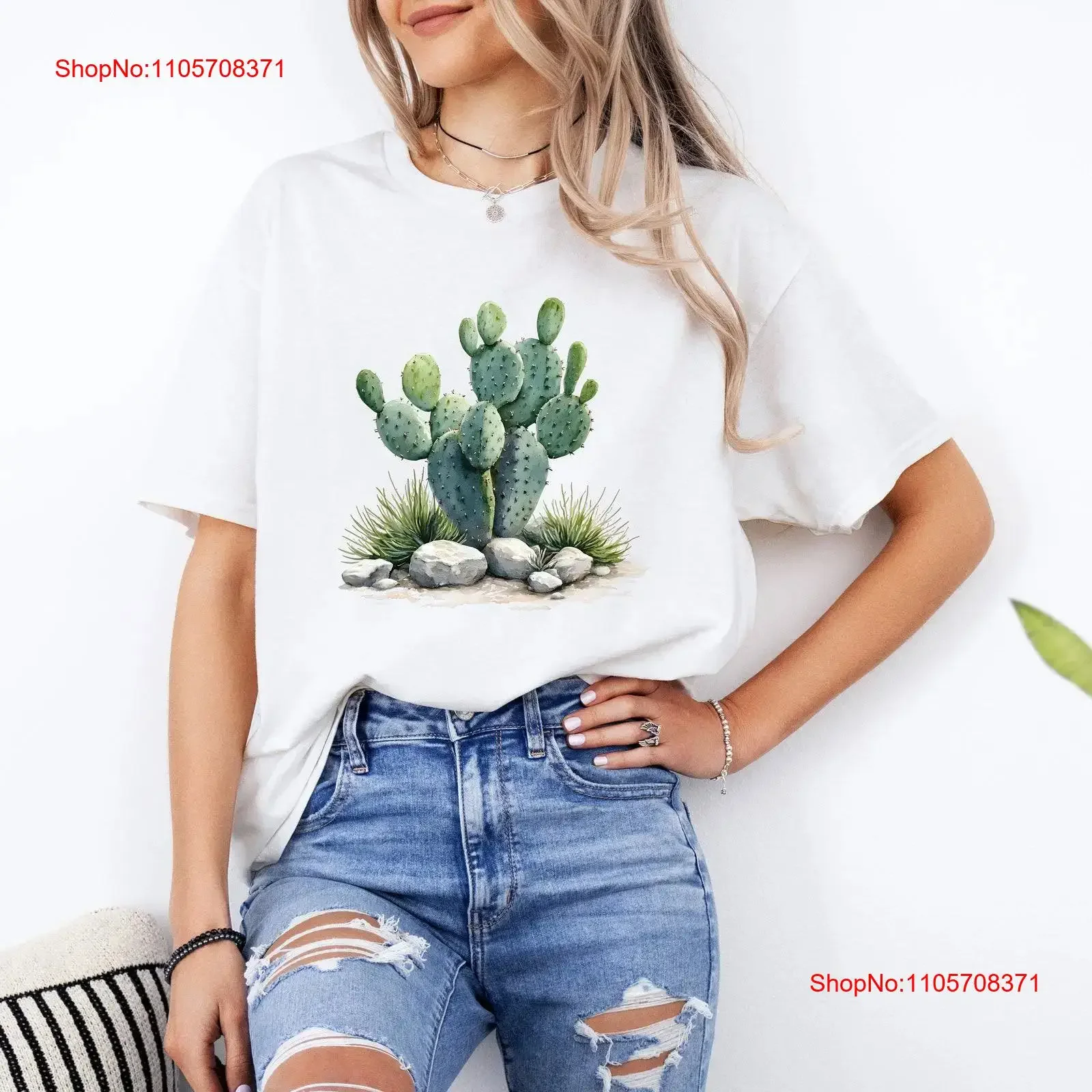 Prickly Pear Cactus T Shirt Beautiful Desert Plant Illustration Nature Inspired Succulent Art Perfect for and Lover vintage