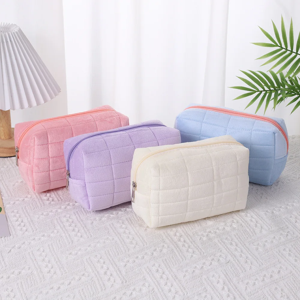 

Solid Fur Cosmetic Storage Bag Large Women Zipper Makeup Organizer Handbag Stationery Pencil Case Travel Make Up Toiletry Punch