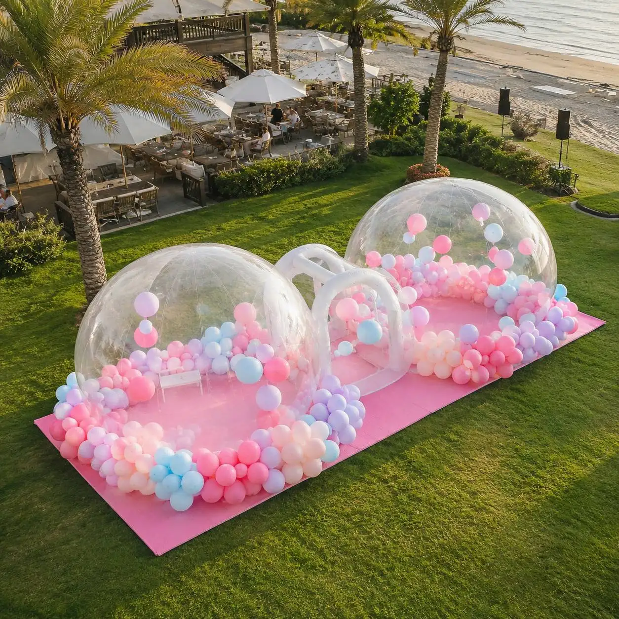 Decoration Exhibition Inflatable Bubble House, Double-Ball Connected, PVC Indoor and outdoor children's ball pit play tent