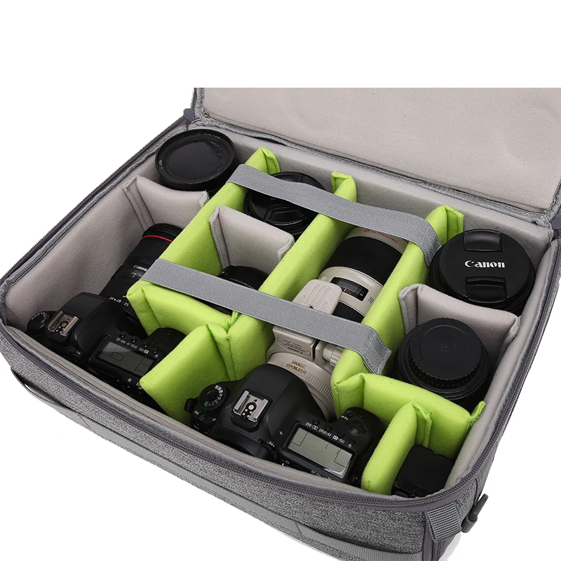 Professionelle, stoßfeste, gepolsterte Kamera-Innentasche mit großer Kapazität, doppelte Öffnung, DSLR, dicke Tragetasche für 20-Zoll-Trolley – Detail 6