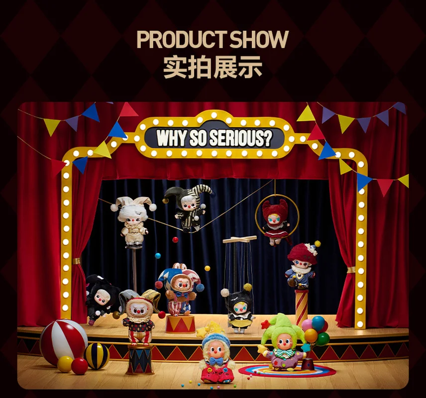 New Popmart Why So Serious Series Cute Flame Clown Action Figure Pendant Blind Box Halloween Gifts Dimmo Labubu Collectible Toys