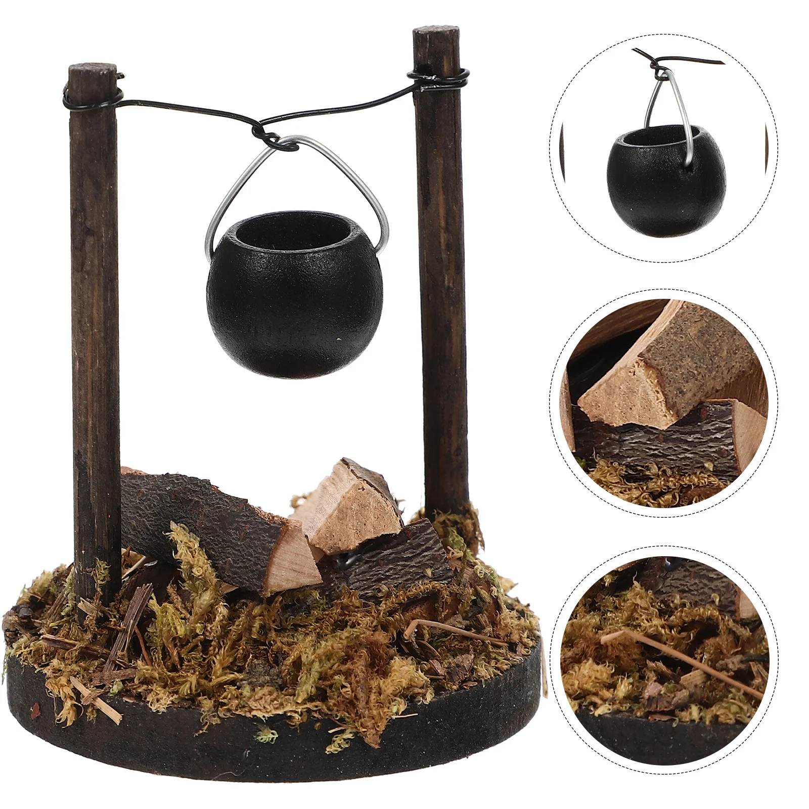 

Realistic Mini Garden Hanging Stove Wooden Miniature for Crafts Decorative Home Office Desk Ornament Wear-Resistant Landscape