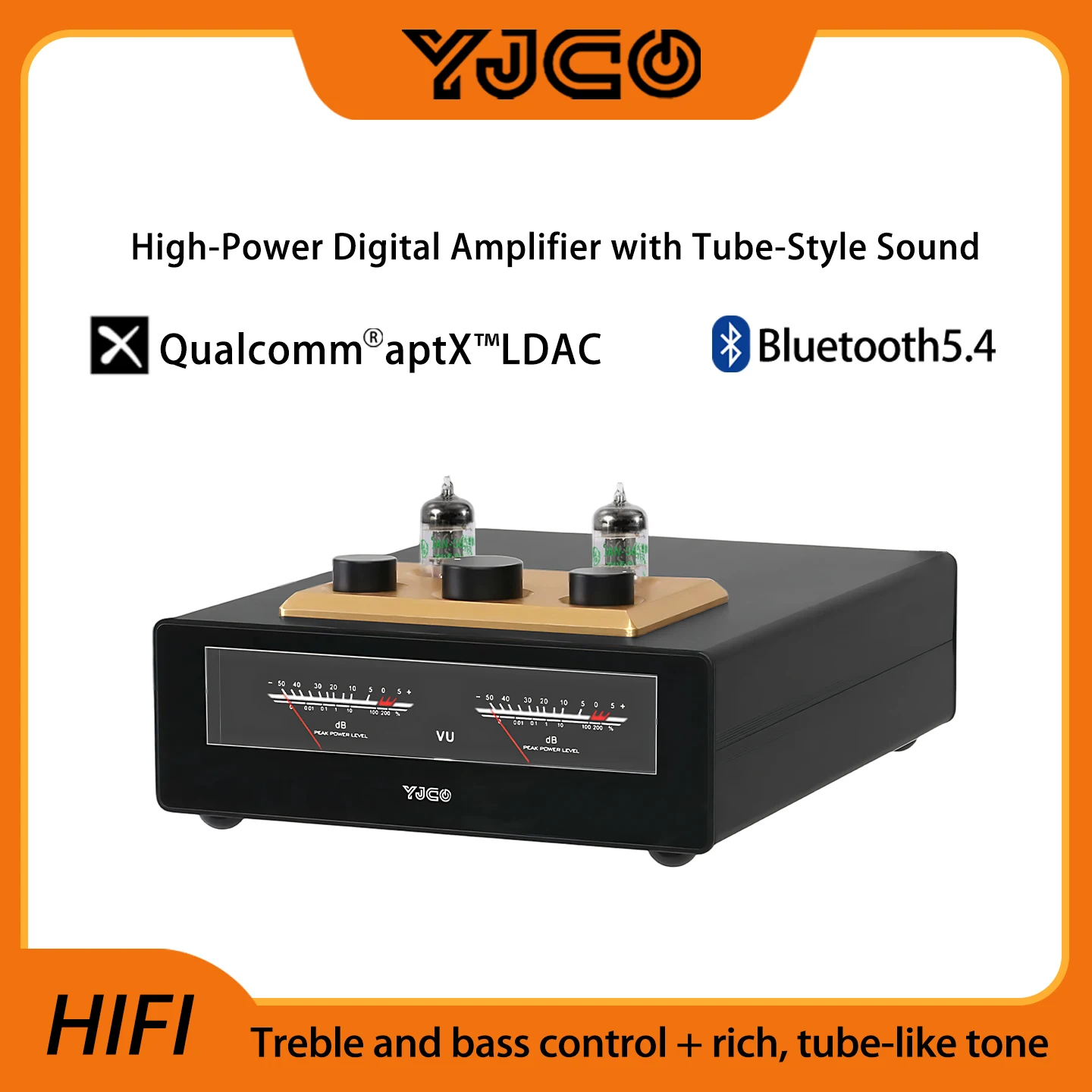YJCO D325JPRO Audio HiFi JAN5654 Röhrenverstärker Bluetooth-Empfänger TPA3255 mit VU-Meter 300W*2 Max 6J1 Röhren-Vorverstärker