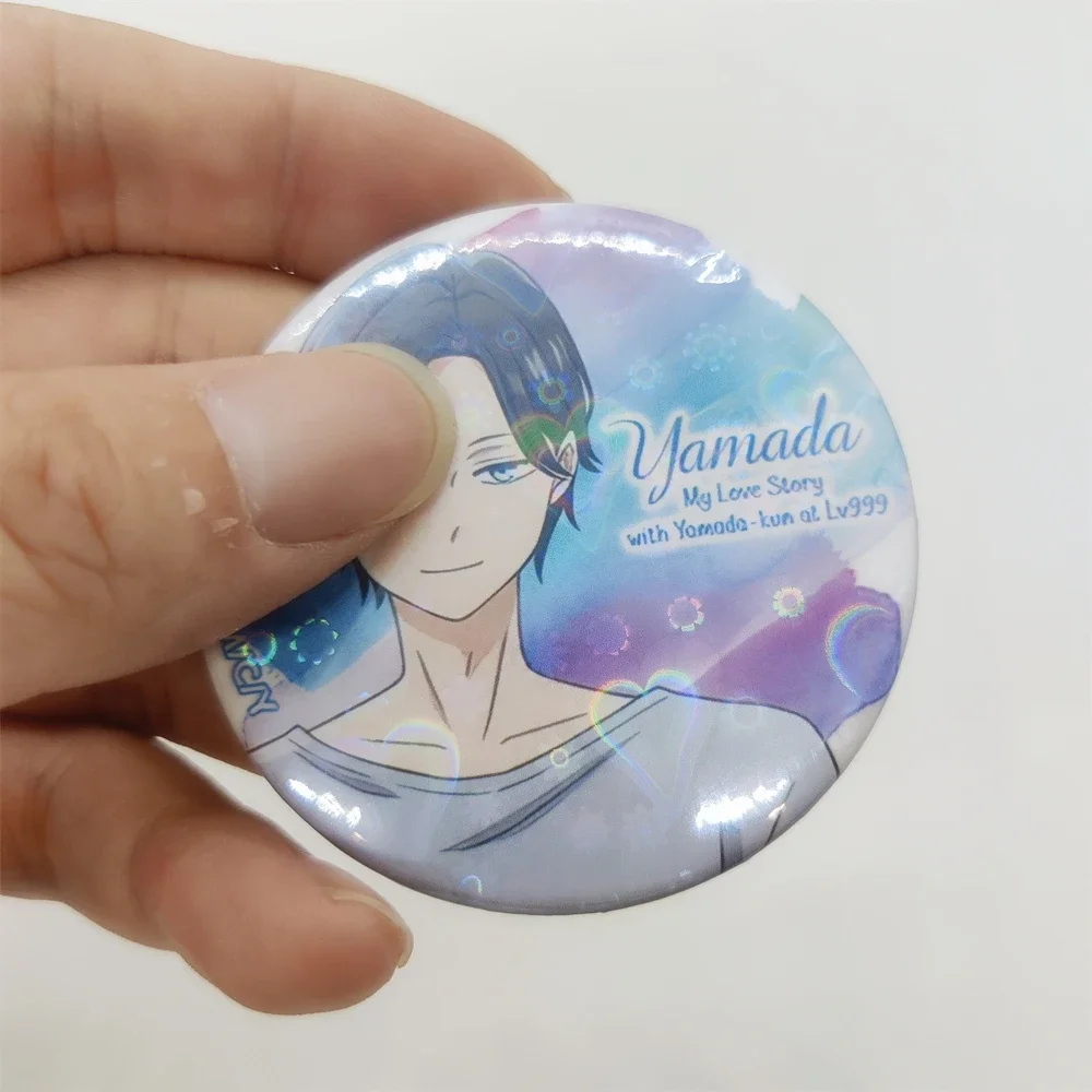 Anime Yamada-kun At Lv999 Fancy Laser 58mm Brooch Figure Backpack Decoration Cosplay Collections