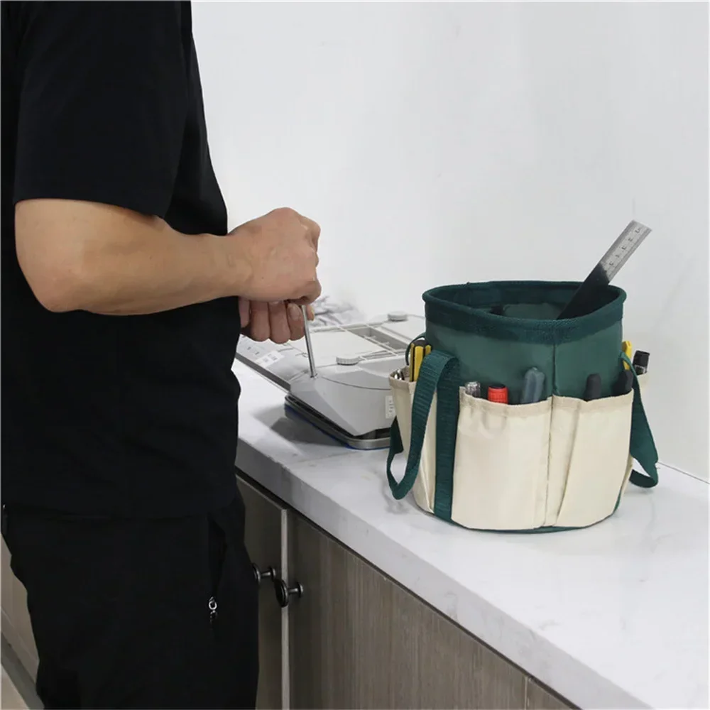 Portable Barrel Tool Bucket Bag 6 Pocket Garden Small Kit Hardware Accessories Tool Bucket Organizer 3.5 Gallon