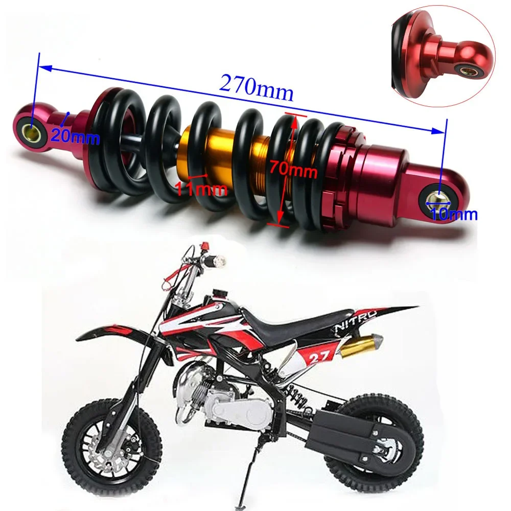 Motorcycle 270mm Rear Shock Absorber 800lb Aluminum Spring Suspension PIT DIRT BIKE 70-125cc For Honda CRF70 CRF50 SSR125 KLX110