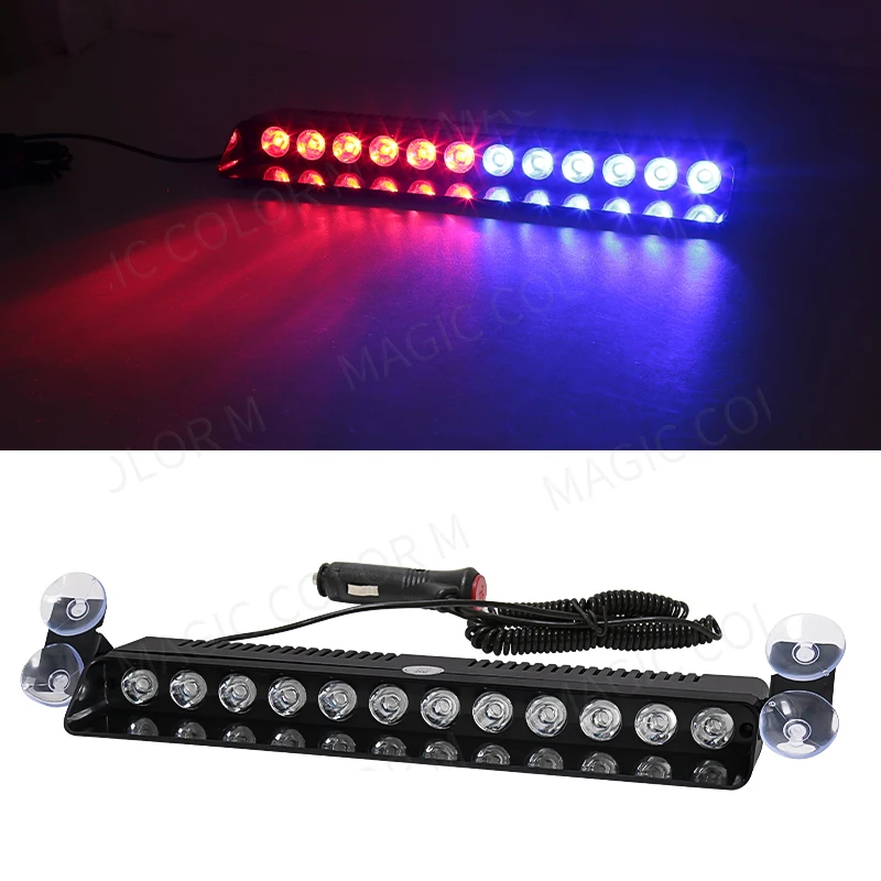 12 LED Car Strobe Lights Warning Lamp Auto Flash Parking Signal Windshield Yellow White For Truck Pickup Waterproof 12V 12W