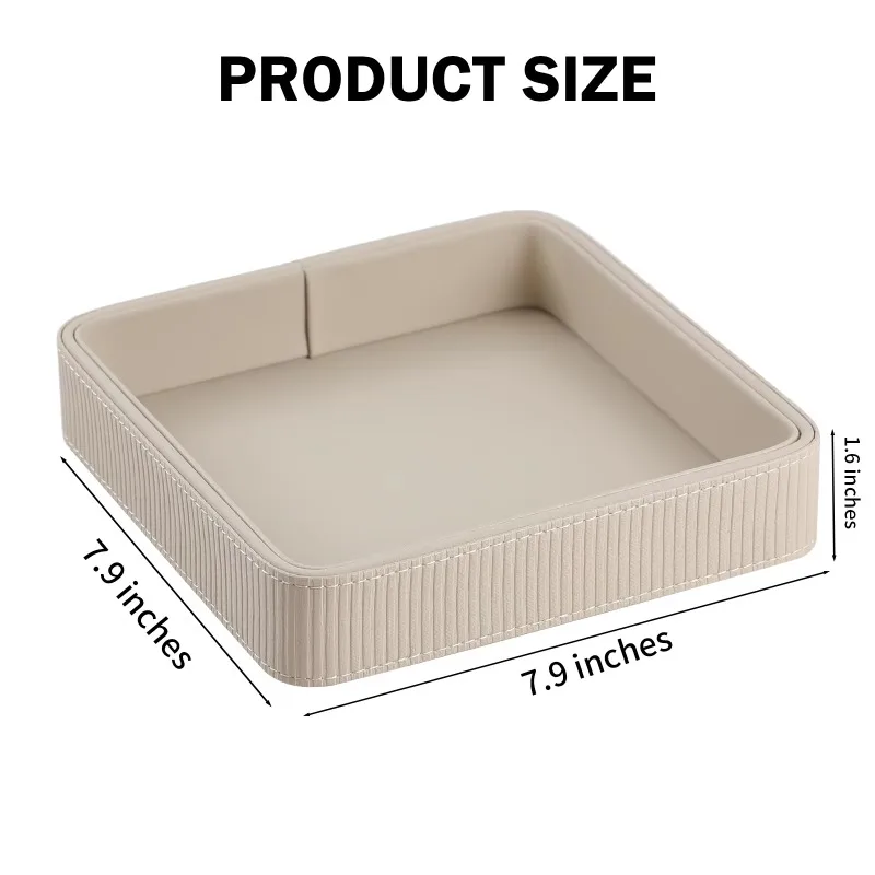 XMSJ Luxury Leather Storage Tray Desktop Organizer Storage Box For Small Items Keys Glasses Jewelry Storage