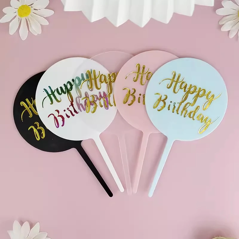 Plastic Round Plate Cake Decoration Happy Birthday Party Children Soft Party Birthday Flag