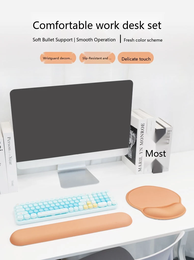 Memory-Schaum Handgelenkauflage Tastatur-Pad-Set 6 Farben Büro Gaming Langsam Rückfedernd Ergonomische Unterstützung – Detail 4