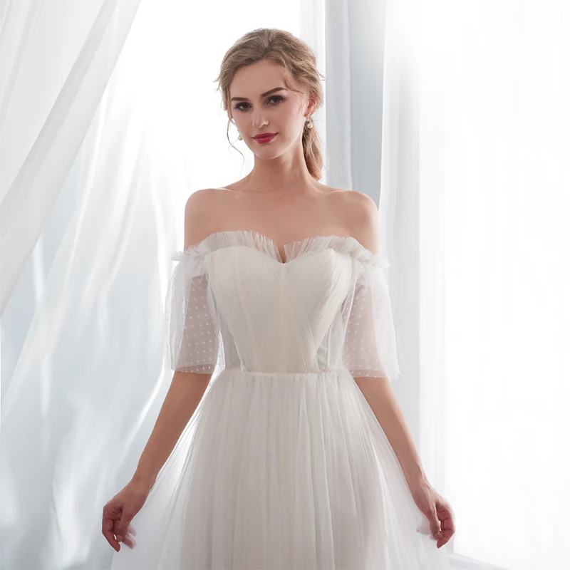 Robe de Mariée en Organza pour Femme, Tenue Sexy, Col Bateau, Dos aux, Demi-Manches, pour Patients, Personnalisée, Élégante