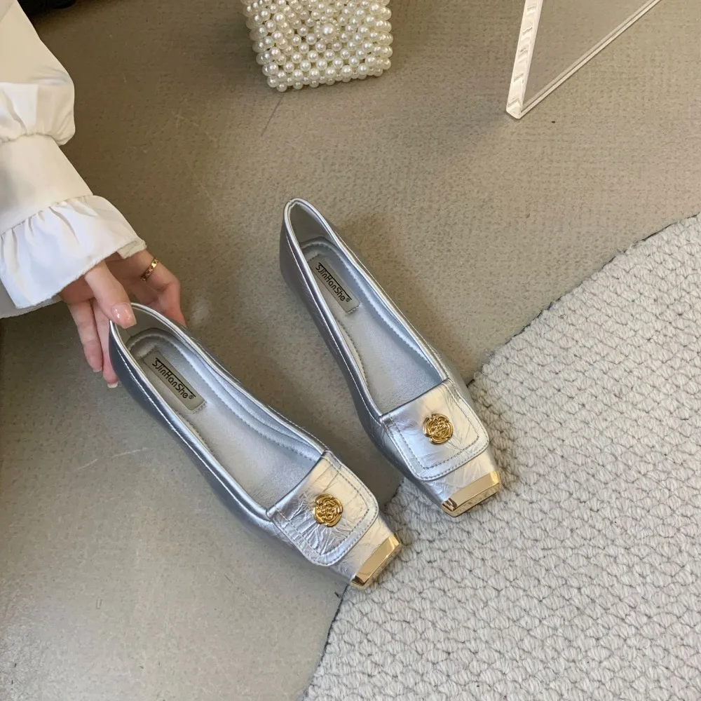 French Style Classic Vintage Low Heel Women's Single Shoe New Season Elegant Tweed Style Commute Shoe Elegant Shallow Single