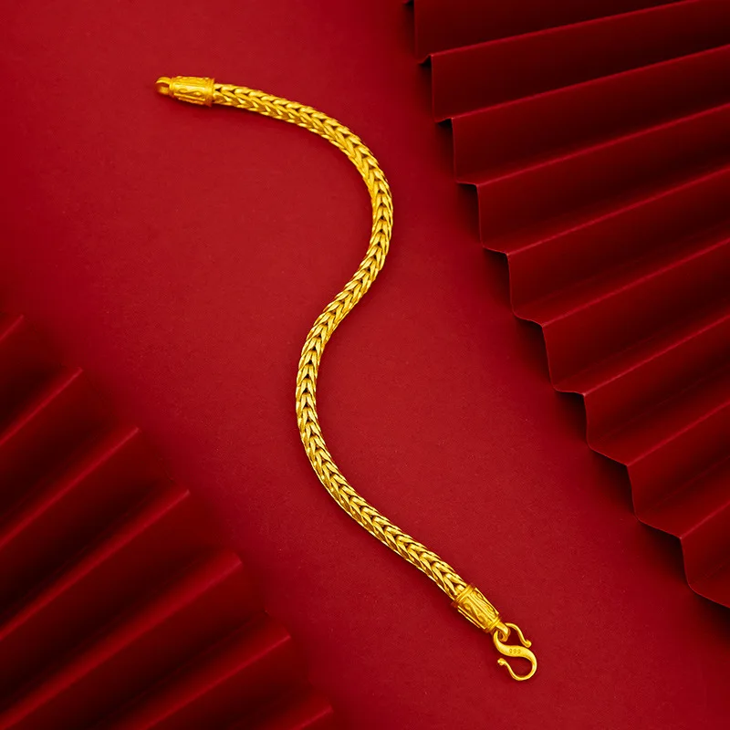 

Роскошный мужской и женский браслет из чистого золота 9999 пробы из настоящего золота 24 карата, квадратный браслет из змеиной кости, браслет с килем