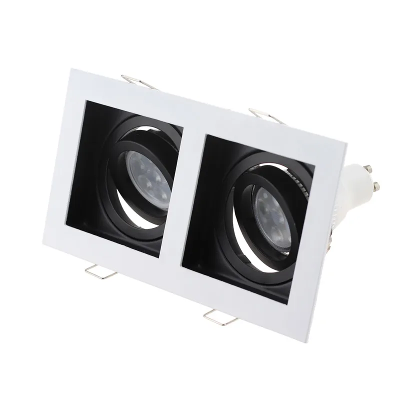 Adjustable Double Head Aluminum Alloy Cut Out 90mm Fixture Frame  Suitable GU10 Mr16 Housing Frame