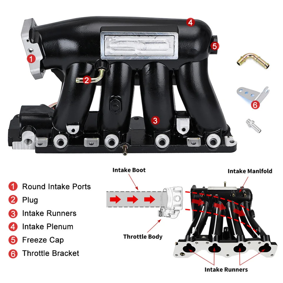 FEILUDE Aluminum D15 D16 D-Series Intake Manifold with 70mm Throttle Body and TPS for 1988-2000 Fit for Honda Fit for Civic Fit for CRX Fit for DEL Fit for SOL(Black) : Amazon.ca: EAHMXRMK(小さな店) アルミ D15 D16 Dシリーズ インテークマニホールド 70mm スロットルボディーおよび TPS