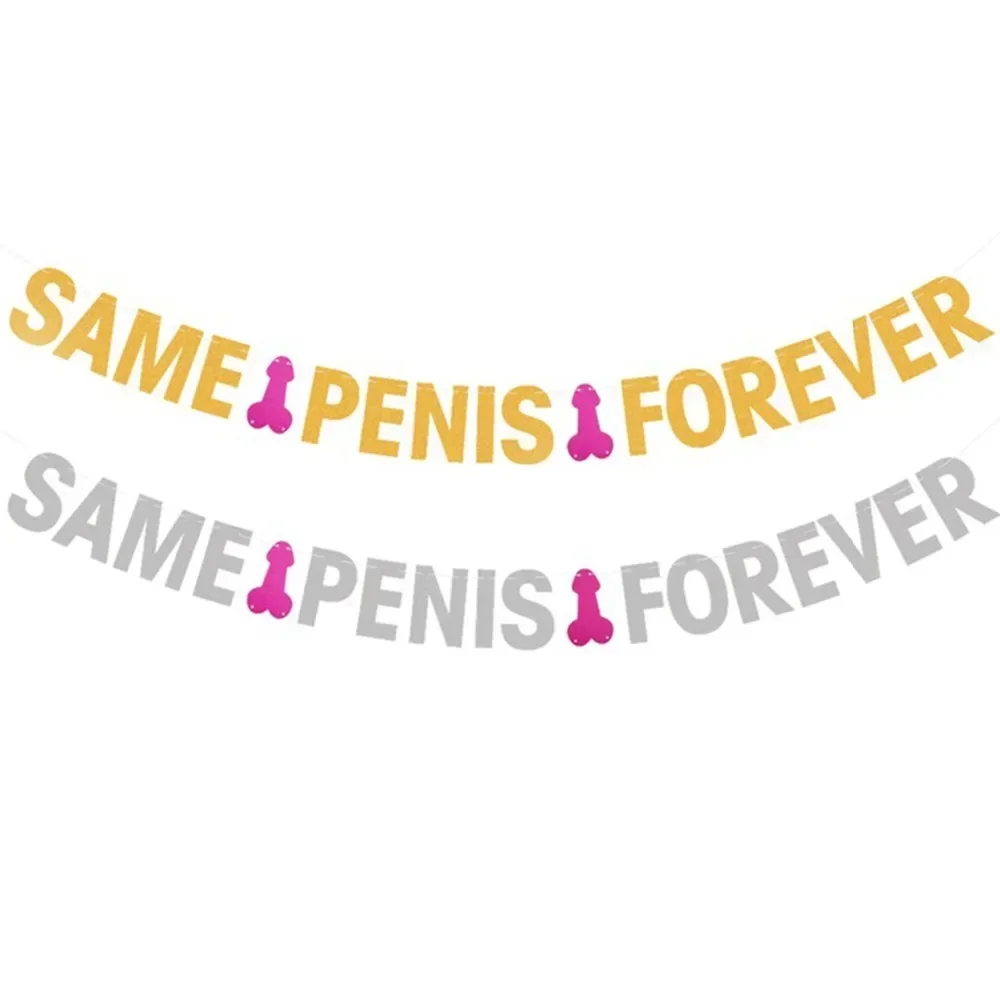 Gold SAME PENIS FOREVER Banner Hen Banner Bachelorette Party Decorations Garland Hen Bunting Flags Party Supplies