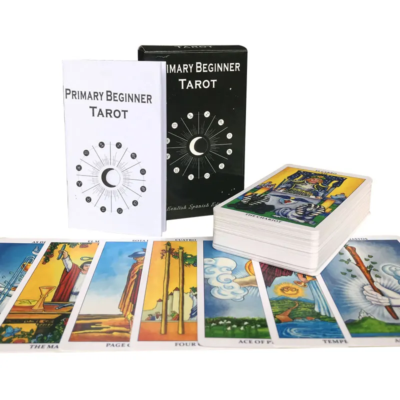 Spanish：Primary Beginner Tarot Oracle Tarot Card Fate Divination Prophecy Card Family Party Game Toy Tarot Brochure Guide