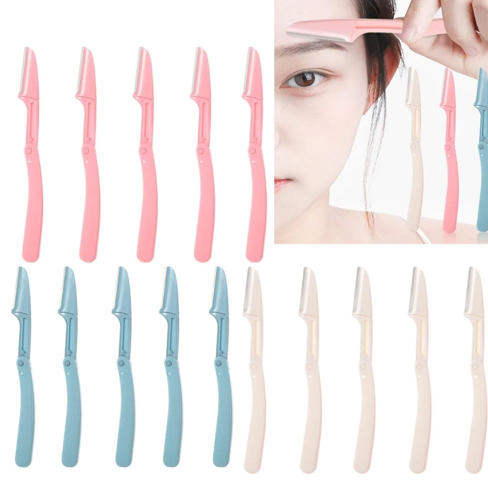 5ชิ้นพับคิ้วT RimmerกรรไกรผมRemoverคิ้วหวีมีดโกนคิ้วคลิปเครื่องมือแต่งหน้าใบหน้ามีดโกนสําหรับผู้หญิง