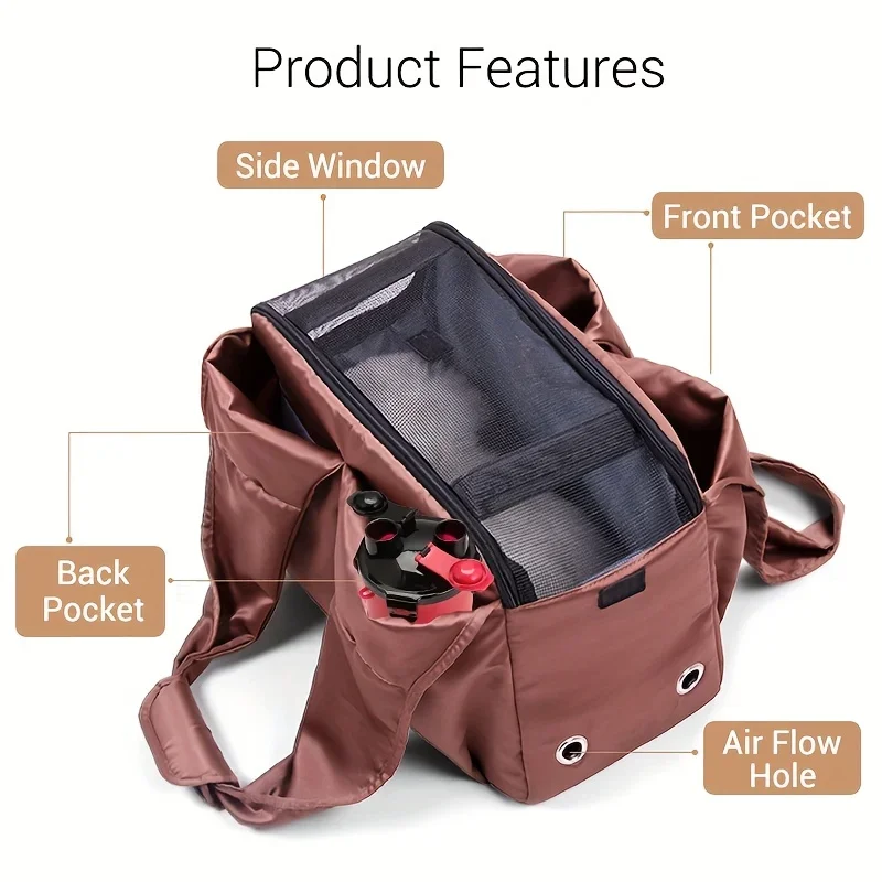 1pc Puppy Shoulder Bags Breathable Cat Carrier Bag Kitten Transporter Handbag Outdoor Pet Carrier for Airplane Vet Visits Travel