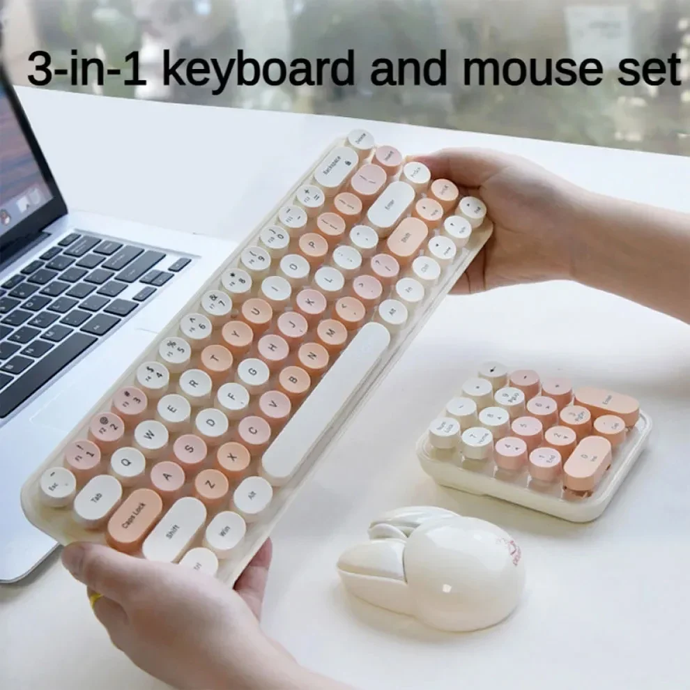 3-in-1 2.4G wireless keyboard and mouse combination set, colorful design,numeric keypad  for  laptops and desktop computers