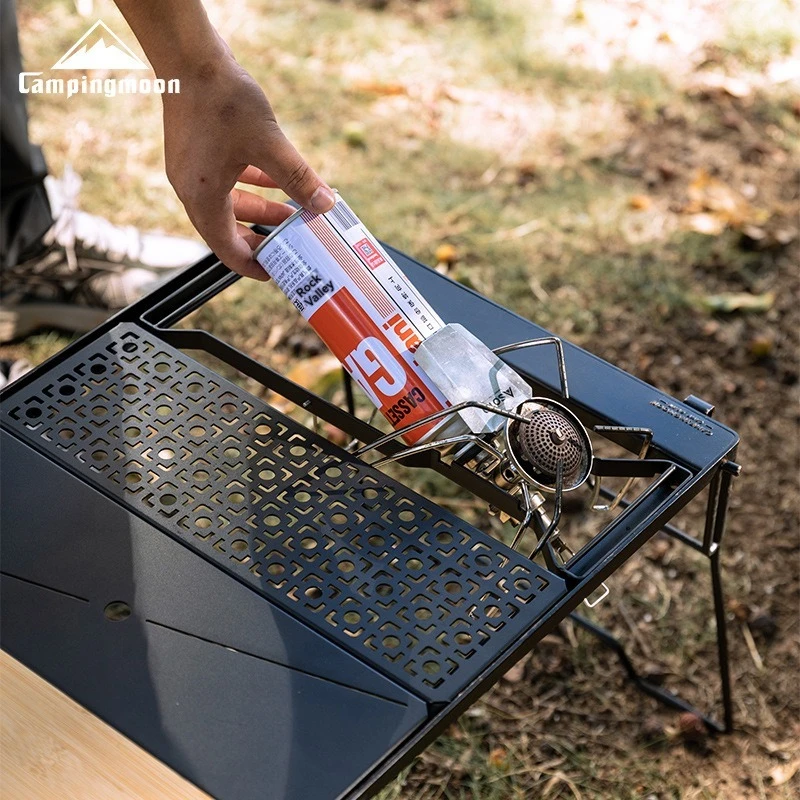 

CAMPINGMOON GT-12 Spider Furnace: Полунастольная плита из нержавеющей стали с поддоном для газового баллона, совместимая с SOTO Spider Furnace и IGT Table Plate