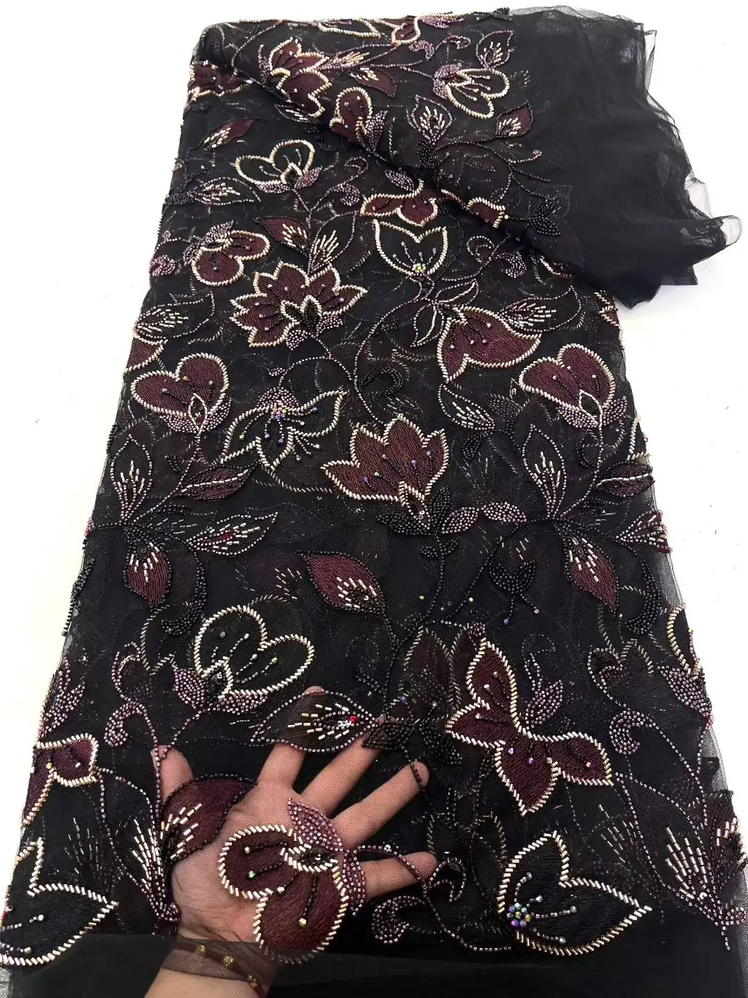 قماش دانتيل مطرز بالترتر الأفريقي الفاخر 2025 جودة عالية العريس النيجيري الزفاف الزفاف التطريز الفرنسية تول الدانتيل