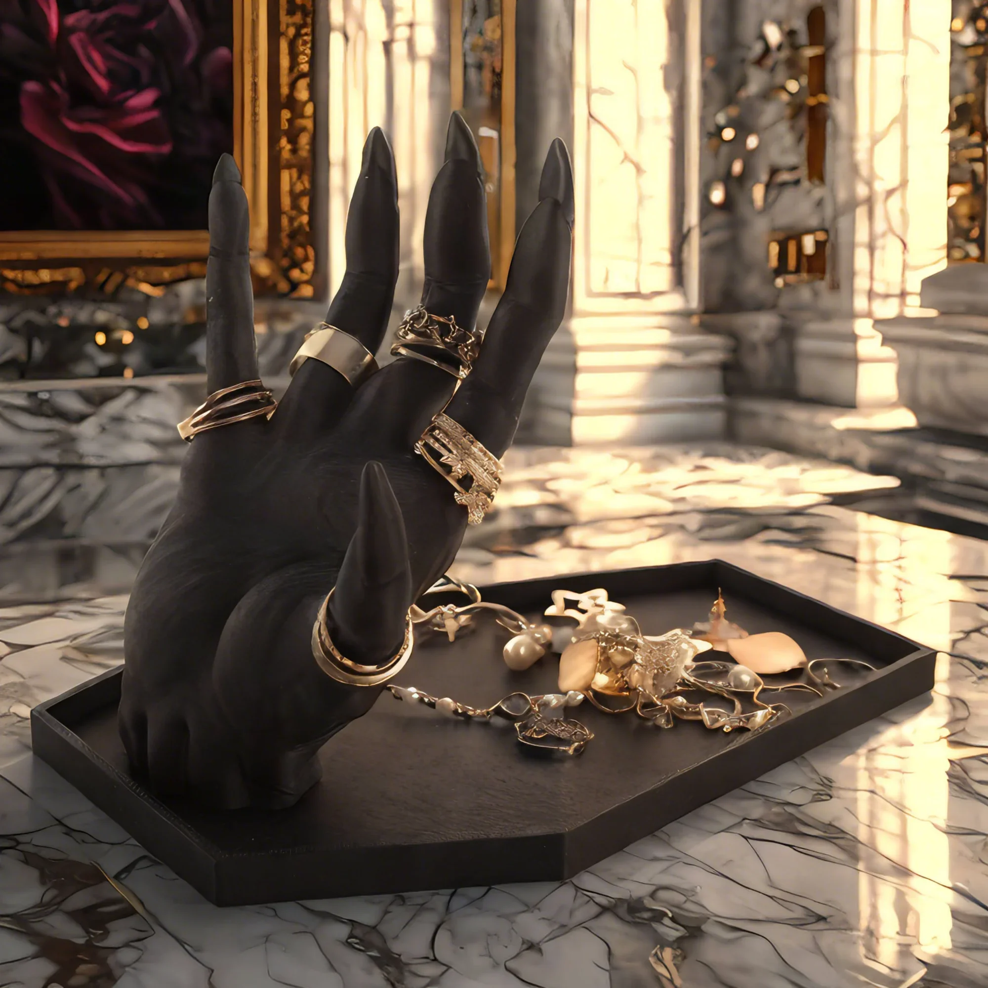 Dark Style Devil's Hand Jewelry Stand, Gothic Dressing Table Display Artifact, a Must-Have Collection for Dark Players.