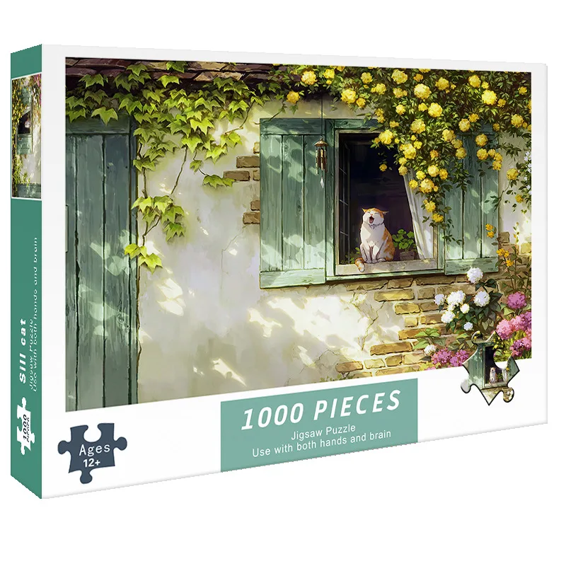 Fensterbank Katze Erwachsenen Papier Puzzle 1000pss, Puzzle, Spaß und Lernspiel, Home Decoration Wand Display Urlaub Geschenk Puzzle