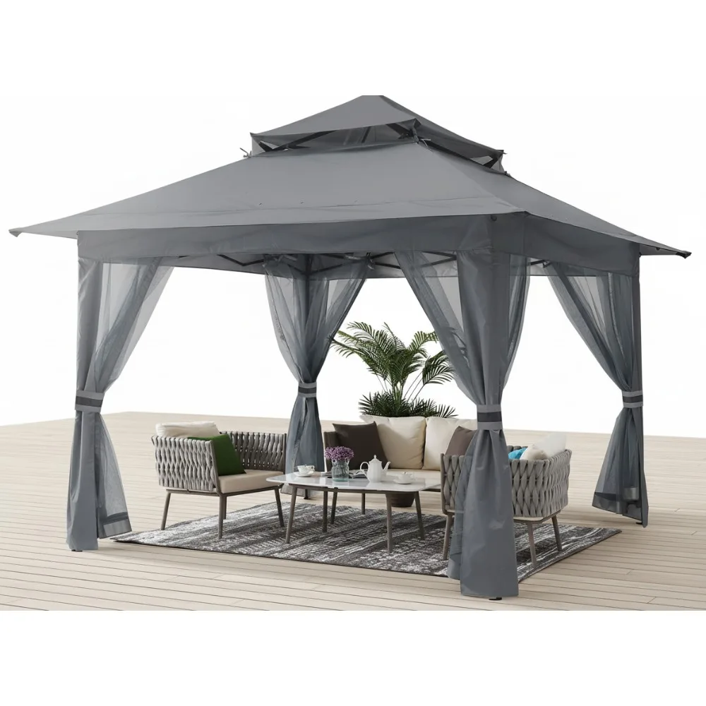 شرفة منبثقة مقاس 13 × 13 مع شبكة ناموسية - خيمة بمظلة خارجية سهلة الإعداد للفناء الخلفي للحديقة #1