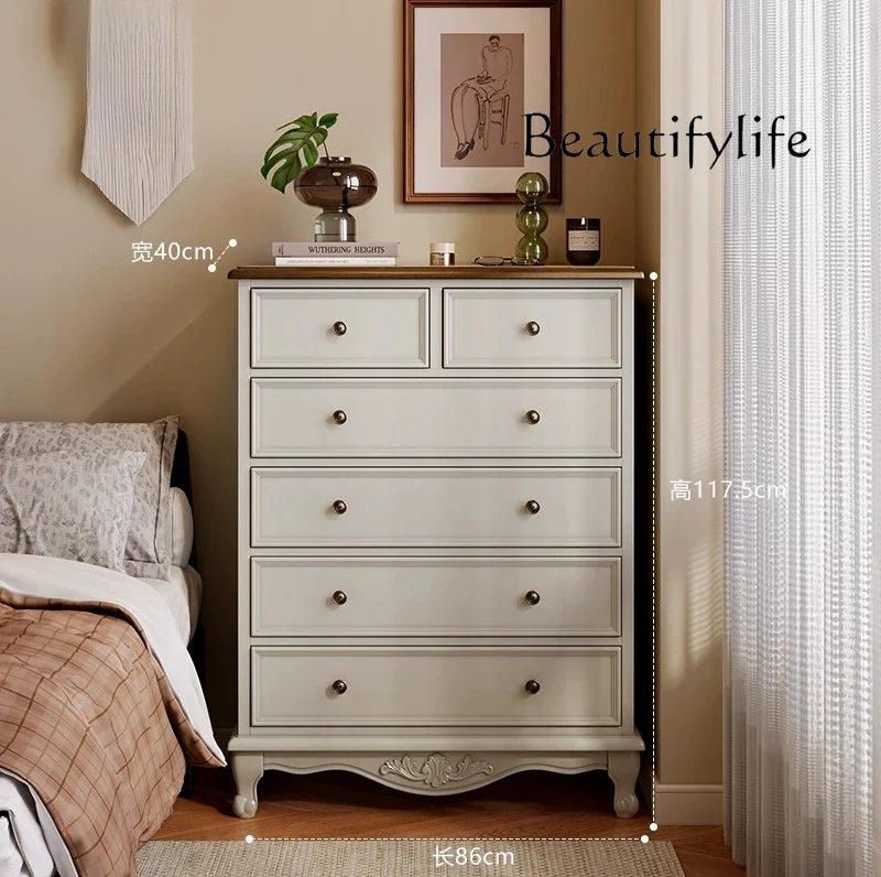

American retro living room bedroom bedside bedside storage cabinet solid wood against the wall designer simple