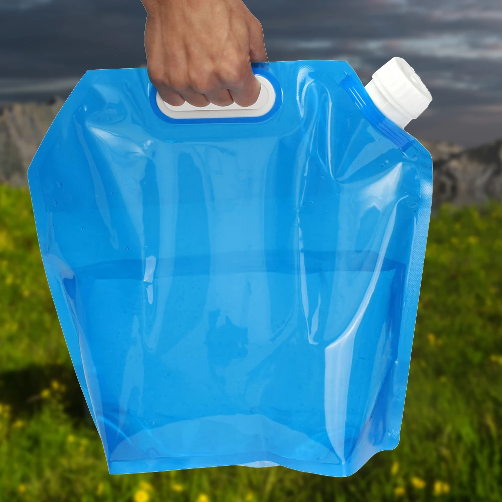 حقيبة حاوية مياه قابلة للطي، حقيبة مياه قابلة للطي مع مقبض حمل، حقيبة تخزين المياه، إبريق تخزين بلاستيكي للطوارئ الرياضية #4