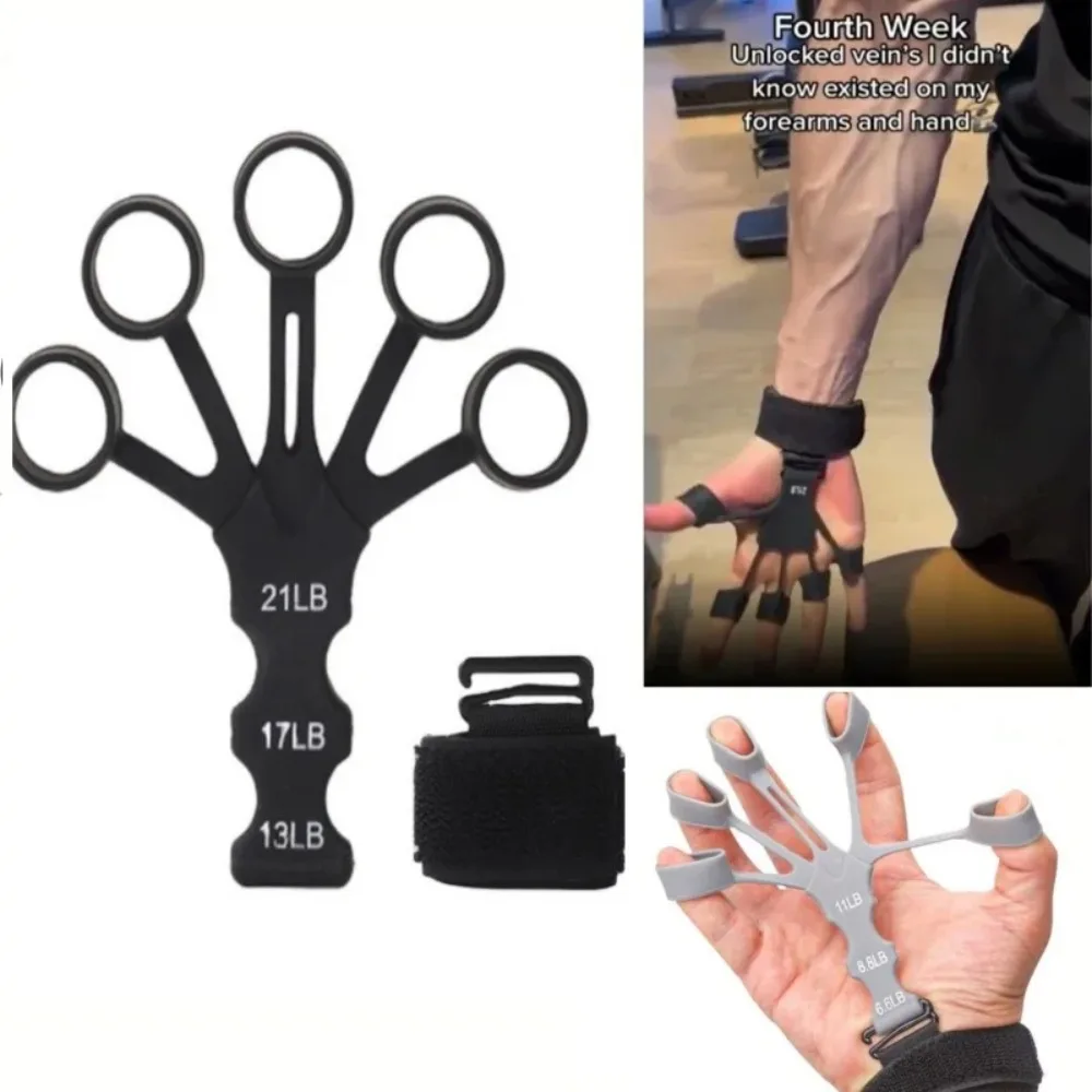 5-Finger Trainer Silicone Wrist Grip Strengthener Hand Strength Recovery for Fingers Therapy and Vein Circulation Improvement