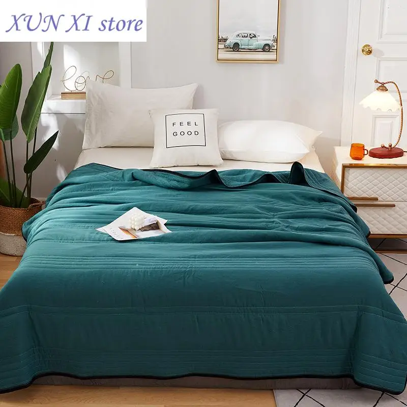 

Summer Air Condition Quilt Thin Stripe Lightweight Comforter Full Queen Breathable Sofa Office Bed Travel Quilts Throw Blanket