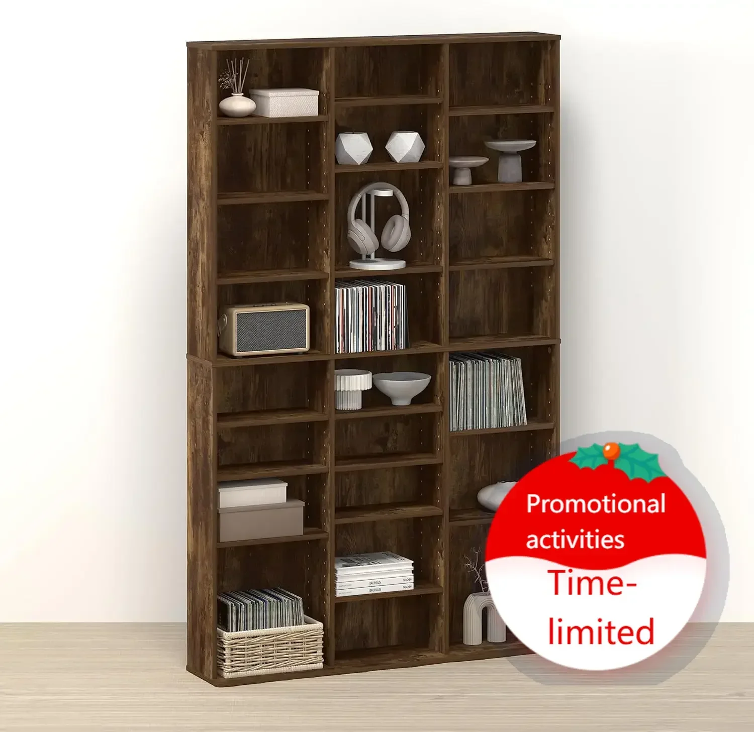 24 Shelf Dvd Storage Tower Adjustable Cd Rack Slim Media Shelf Organizer Cabinet For Living Room Bedroom Game Room