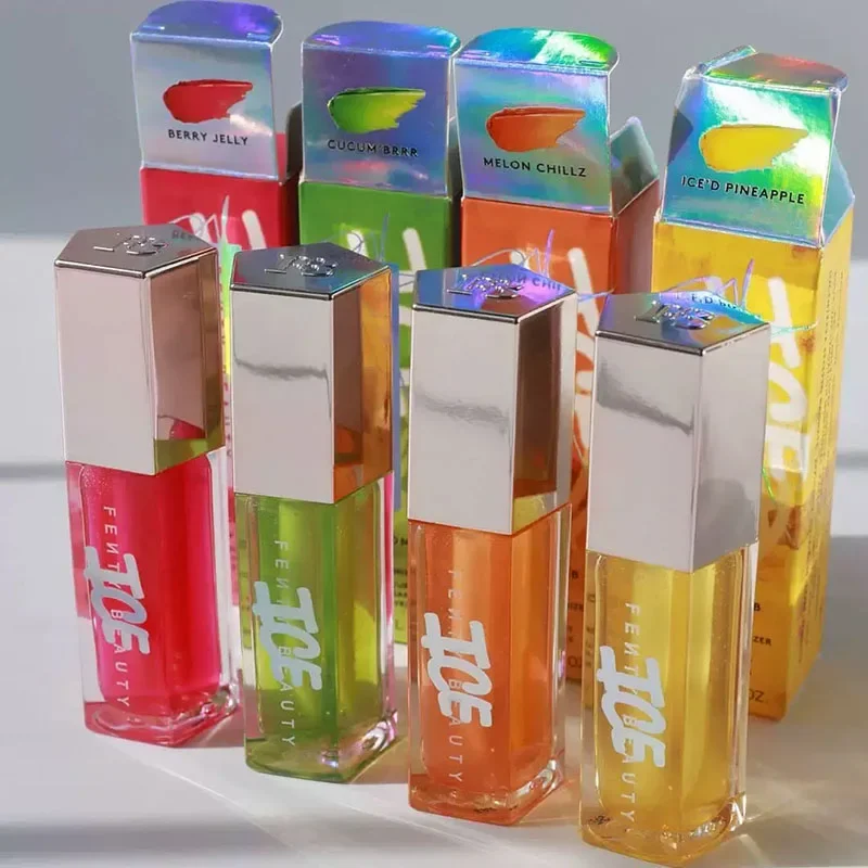 Fenty Beauty Fruity Flavor Mirror Watery Glossy Lip Gloss Set Clear Lip Gel Hydrating Moisturizing Lip Gloss Women Autumn Makeup