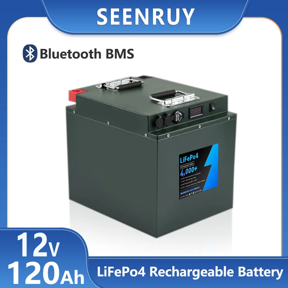 SEENRUY 12V 120AH Lifepo4 With Charger Lithium Iron Phosphate Battery Perfect For Solar Energy Outdoor Campers RV